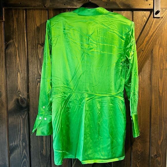 NWT Frame Strong Shoulder Silk Blend Mini Dress - Picture 7 of 10